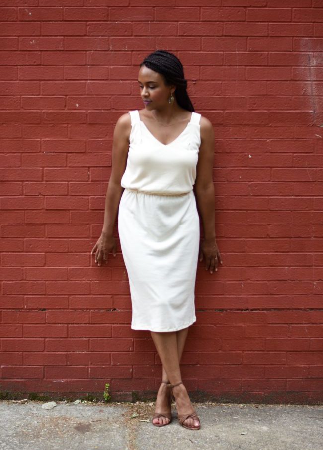 Khalila White in Custom Jersey Knit Dress - K.White Collection